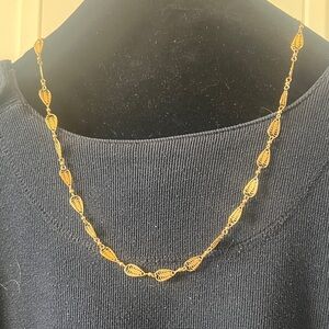 Gold-Tone Filigree Teardrop Necklace for Women